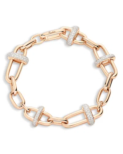 Pomellato 18k Rose Gold Iconica Diamond Open Link Chain Bracelet, 2.19 Tcw In Red
