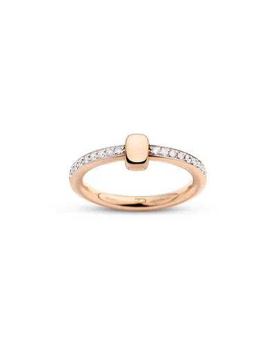 Pomellato 18k Rose Gold Iconica Diamond Pave Polished Element Ring, 0.50 Tcw