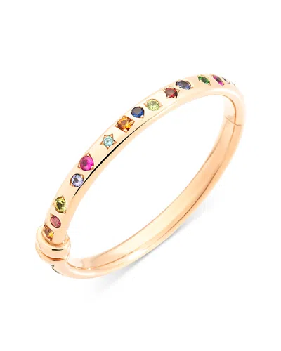 Pomellato 18k Rose Gold Iconica Multi Gemstone Geometrically Set Bangle Bracelet