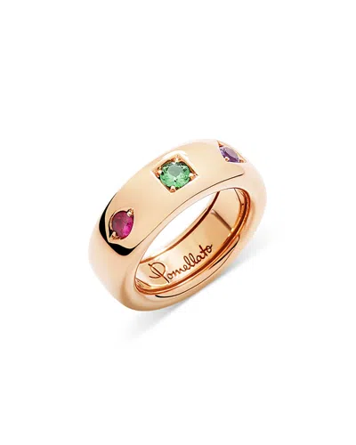 Pomellato 18k Rose Gold Iconica Three Stone Geometric Set Wide Band