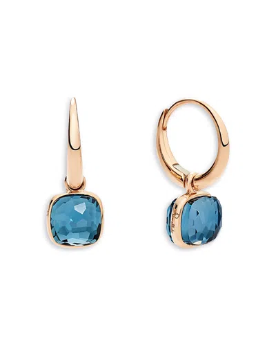 Pomellato 18k Rose Gold Nudo London Blue Topaz Drop Earrings