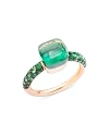Pomellato 18k White Gold Nudo Multi-stone Ring In Green/rose Gold