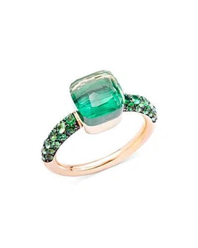 Pomellato 18k Rose Gold Nudo Multi Green Stone Statement Ring In Green/rose Gold