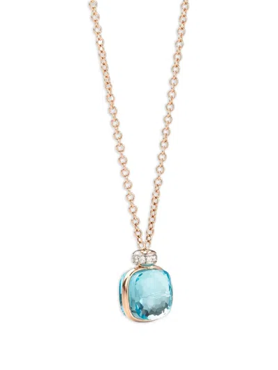 Pomellato Nudo Classic Rose Gold Sky Blue Topaz Necklace With Diamonds