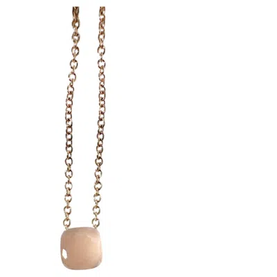 Pre-owned Pomellato 18k Rose Gold Rose Quartz Nudo Pendant Necklace In Red