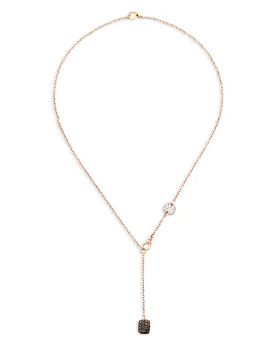 Pomellato 18k Rose Gold Sabbia Black, Brown & White Diamond Cluster Lariat Necklace In Gray