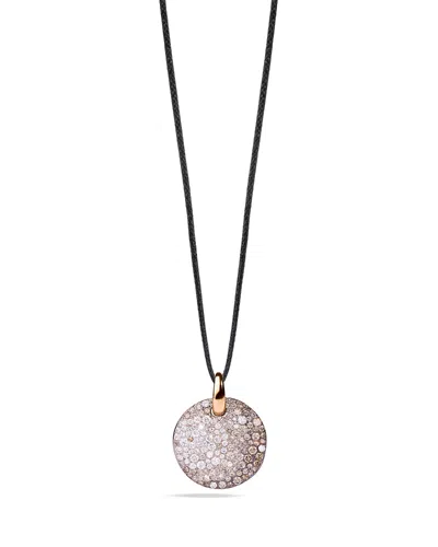 Pomellato 18k Rose Gold Sabbia Brown & White Diamond Pendant Necklace, 44 In Black