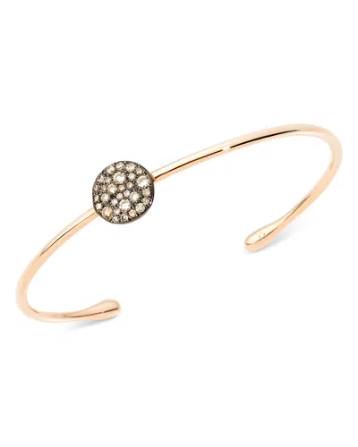 Pomellato 18k Rose Gold Sabbia Brown Diamond Cluster Cuff Bracelet