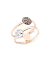 Pomellato Women's Sabbia 18k Rose & White Gold, White & Brown Diamond Open Ring In Rose Gold