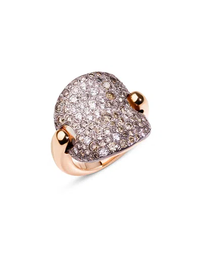 Pomellato 18k Rose Gold Sabbia White & Brown Diamond Ombre Cluster Ring In Yellow