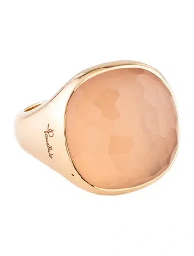Pre-owned Pomellato 18k Rose Quartz Cipria Cocktail Ring In Multicolor