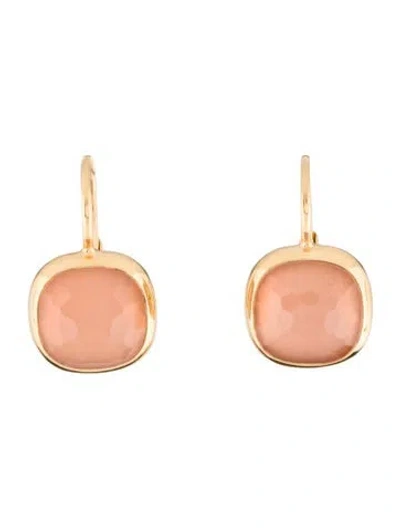 Pre-owned Pomellato 18k Rose Quartz Cipria Drop Earrings In Multi