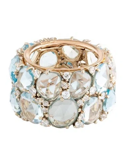 Pre-owned Pomellato 18k Topaz & Diamond Lulu Ring In Multicolor
