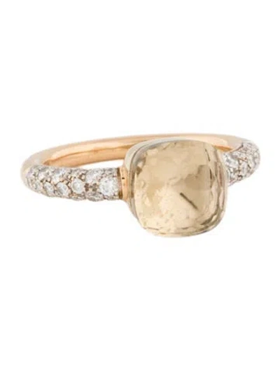 Pre-owned Pomellato 18k Topaz & Diamond Nudo Ring In Multi