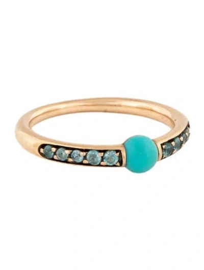 Pre-owned Pomellato 18k Turquoise & Zircon M'ama Non M'ama Band In Multicolor