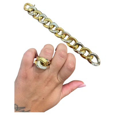 Pre-owned Pomellato 18k Two Tone Gold & Diamond Bracelet & Ring Set 1980s Vintage In Multiple