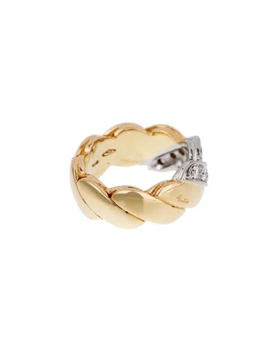 Pre-owned Pomellato 18k Two-tone 0.30 Ct. Tw. Diamond Braided Ring (authentic Pre-loved)