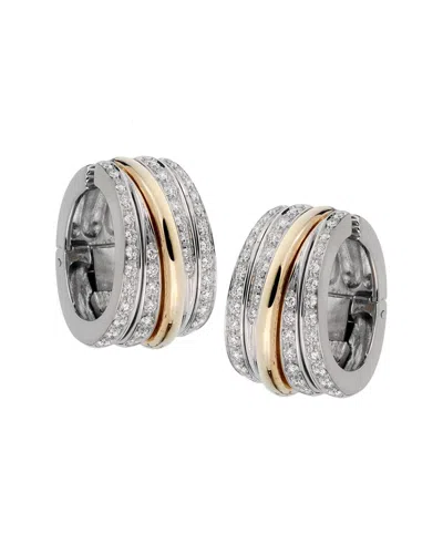 Pre-owned Pomellato 18k Two-tone 1.35 Ct. Tw. Diamond Clip-on Hoops (authentic Pre-loved) In Metallic