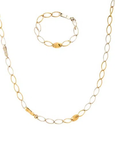 Pre-owned Pomellato 18k Two-tone Link Convertible Bracelet & Necklace, 6.75" In Multicolor