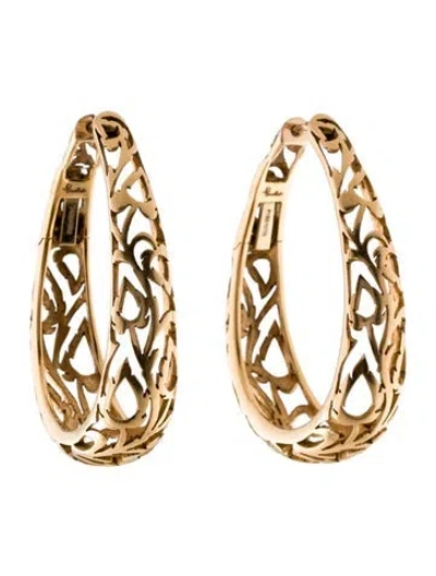 Pre-owned Pomellato 18k Vine Cutout Hoop Earrings In Multi