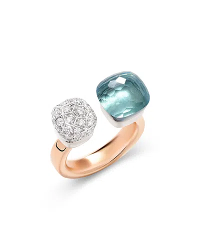 Pomellato Mixed Gold Diamond And Topaz Nudo Ring In Rose Gold