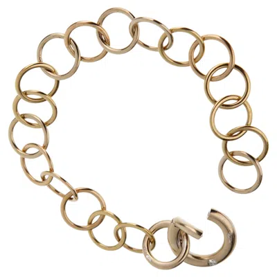 Pre-owned Pomellato 18k White Rose & Yellow Gold Chain Link Vintage Diamond Bracelet