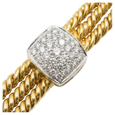 Pre-owned Pomellato 18k Yellow & White Gold Three Strand Diamond Bracelet 7.50"