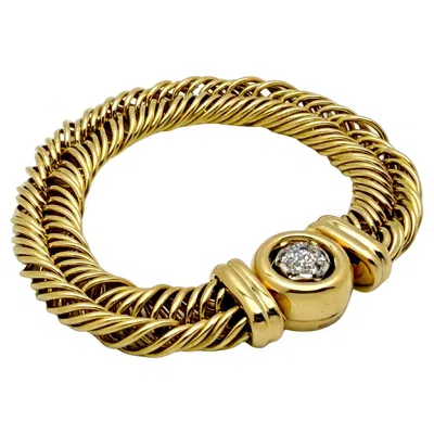 Pre-owned Pomellato 18k Yellow Gold 0.50 Ct Diamond Clasp Woven Link Bracelet