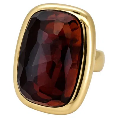 Pre-owned Pomellato 18k Yellow Gold Cocktail Garnet  Statement Ring, Italy