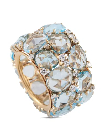 Pre-owned Pomellato 18k Yellow Gold Lulu Diamond And Aquamarine Ring