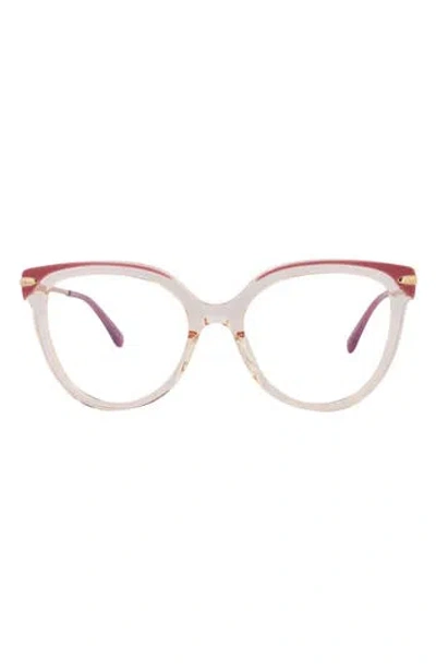 Pomellato 52mm Cat Eye Optical Glasses In Burgundy Gold Transparent