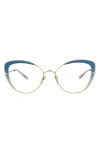 Pomellato 54mm Cat Eye Optical Glasses In Blue Gold Gold Transparent