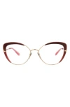 Pomellato 54mm Cat Eye Optical Glasses In Red Gold Gold Transparent
