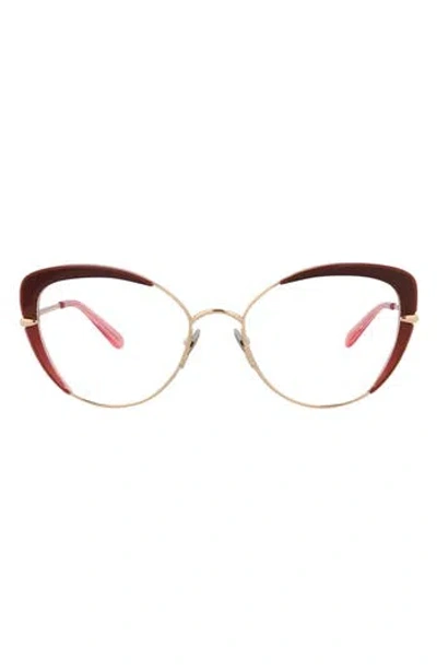 Pomellato 54mm Cat Eye Optical Glasses In Red Gold Gold Transparent
