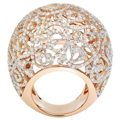 Pre-owned Pomellato Arabesque Collection Ring In 18kt Rose Gold And 3.40 Carat Of Diamonds In Red