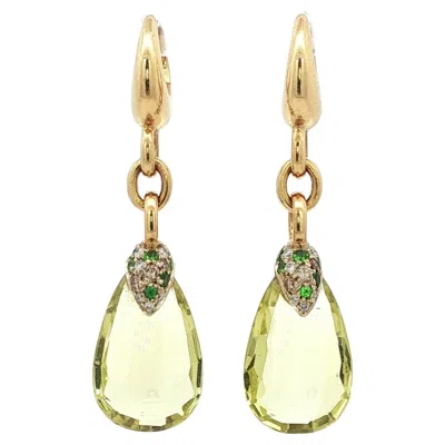 Pre-owned Pomellato Citrine Dangle Earrings 18k Yellow Gold