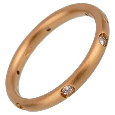 Pre-owned Pomellato Diamond 18k Rose Gold Satin Finished Gold Band Ring Sz 5 1/4 In Red