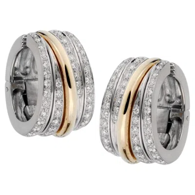 Pre-owned Pomellato Diamond Hoop 18k Rose & White Gold Earrings