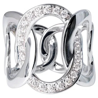 Pre-owned Pomellato Estate  Brera Ring Wide White Gold Diamond Band