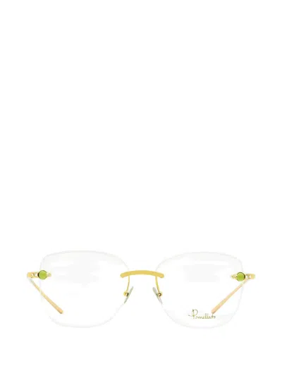 Pomellato Eyewear Rimless Square-embellished Glasses In Gold