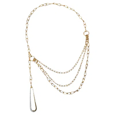 Pre-owned Pomellato Fantina Diamond Necklace 18k Rose Gold In Red