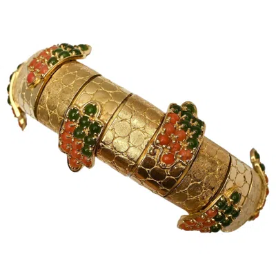 Pre-owned Pomellato Gold Bracelet With Emeralds And Coral In Red