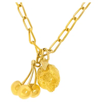 Pre-owned Pomellato Gold Necklace With Botanical Motif Charms In Multi