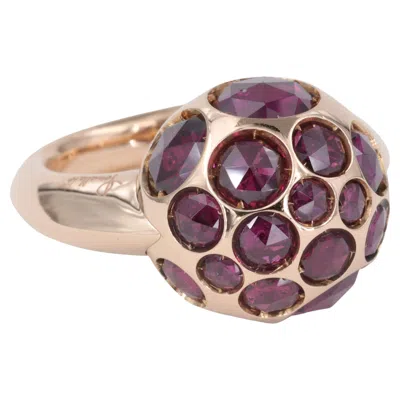 Pre-owned Pomellato Harem Rhodolite Garnet And 18 Karat Rose Gold Ring In Red