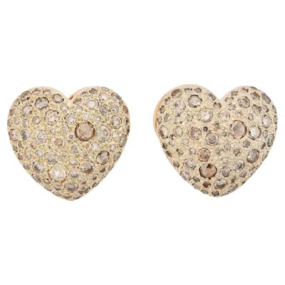Pre-owned Pomellato Heart-shaped Diamond Ear Clips In Multi