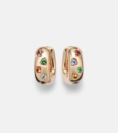 Pomellato Iconica 18k Rose Gold Hoop Earrings With Gemstones