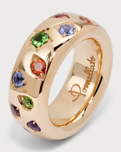 Pomellato Iconica 18k Rose Gold Multi-stone Ring, Eu 55 / Us 7.25 In Rainbow Gemstone