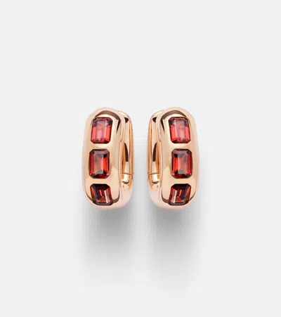 Pomellato Iconica 18kt Rose Gold Earrings With Pyrope Garnets In Red