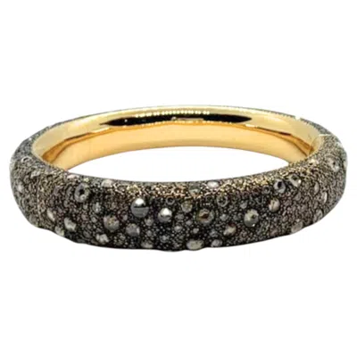 Pre-owned Pomellato Iconica Grey Silver Champagne Brown Diamonds Rose Gold Bangle Bracelet In Red