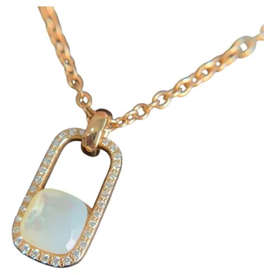 Pre-owned Pomellato Isola 18k Gold Mother Of Pearl Diamond Pendant Necklace In Multiple